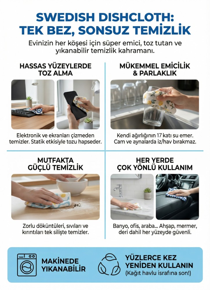 İsveç Bezi 3'lü Set - Limon,Yumurta,Nazar Boncuğu